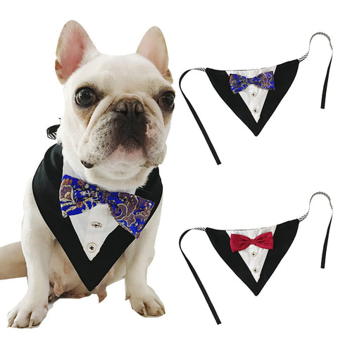 Pet Bandana Collar Dog Cat Gentleman Fashion Suit Butterfly Wedding Dress Bow Tie Triangle Clothing Decor Cotton Dog Kerchief