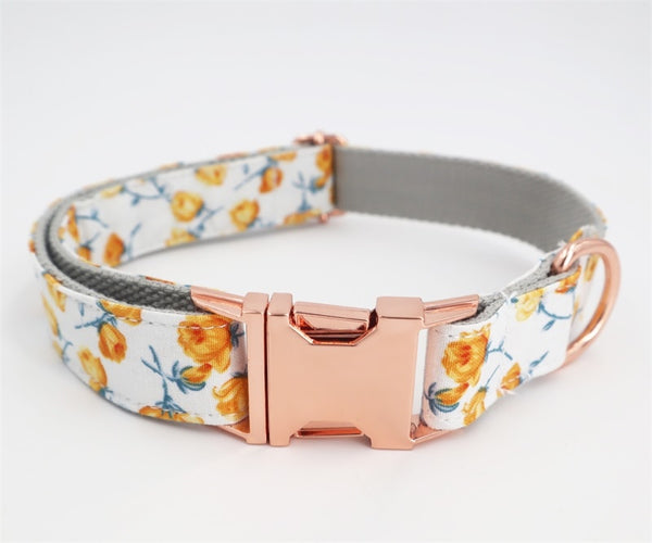 Collar and Leash set with flower for French Bulldog