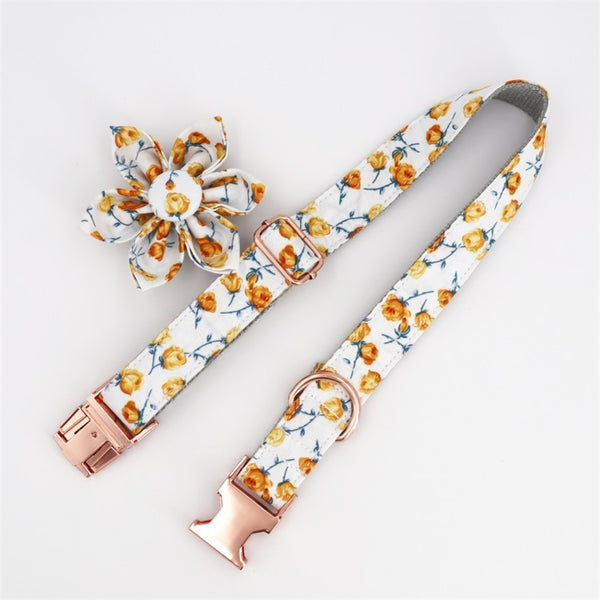 Collar and Leash set with flower for French Bulldog