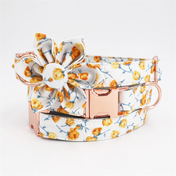 Collar and Leash set with flower for French Bulldog