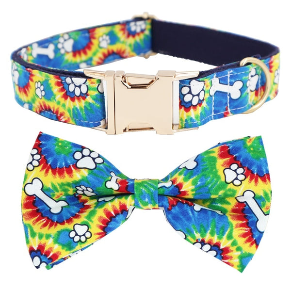 colorful bone Dog Collar Bow Tie with Metal Buckle Big and Small Dog&Cat Collar Pet Accessories