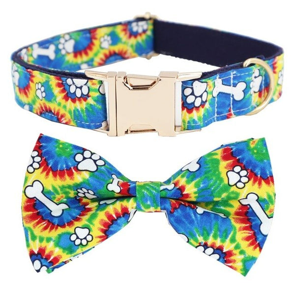 colorful bone Dog Collar Bow Tie with Metal Buckle Big and Small Dog&Cat Collar Pet Accessories