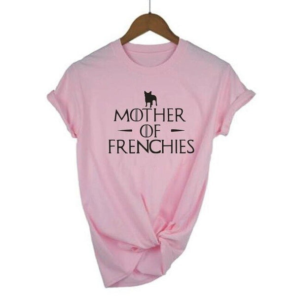 Luoyifxiong Mother of Frenchies Letter Print Tshirt Women Tops French Bulldog Tee Shirt Femme Short Sleeve Casual Funny T Shirts