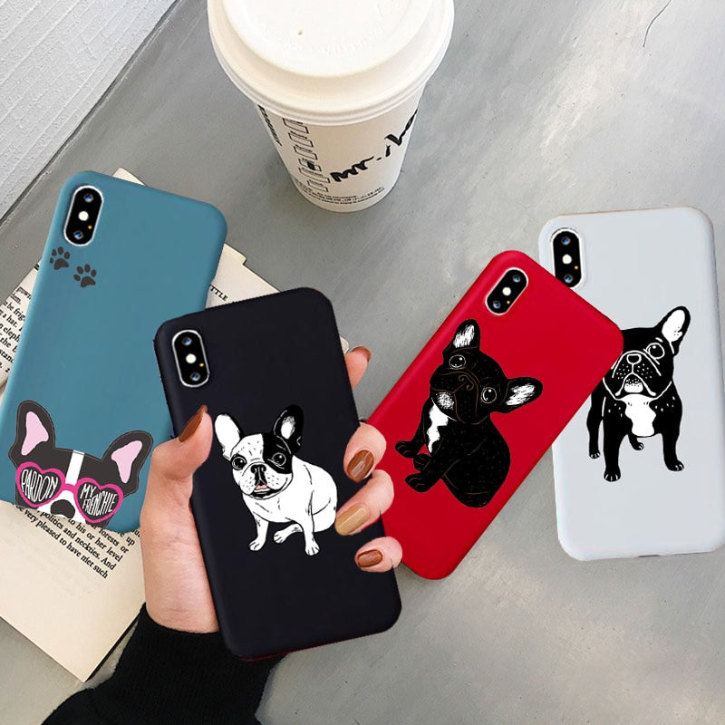 New Cute Brindle Frenchie Puppy Case for IPhone 11 Pro X XR XS Max 8 7 6 6S Plus Cover Soft Silicone Phone Case Capa