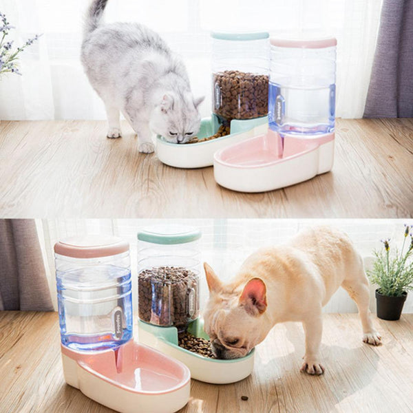 3.8L Two Styles Pet Automatic Feeder Food/Water Drinking Dispenser with Non-slip base Food Container for Dog Cat Teddy Kitten