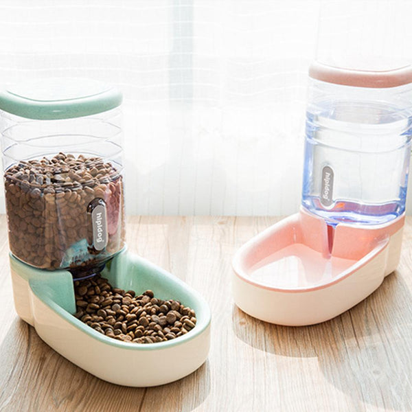 3.8L Two Styles Pet Automatic Feeder Food/Water Drinking Dispenser with Non-slip base Food Container for Dog Cat Teddy Kitten