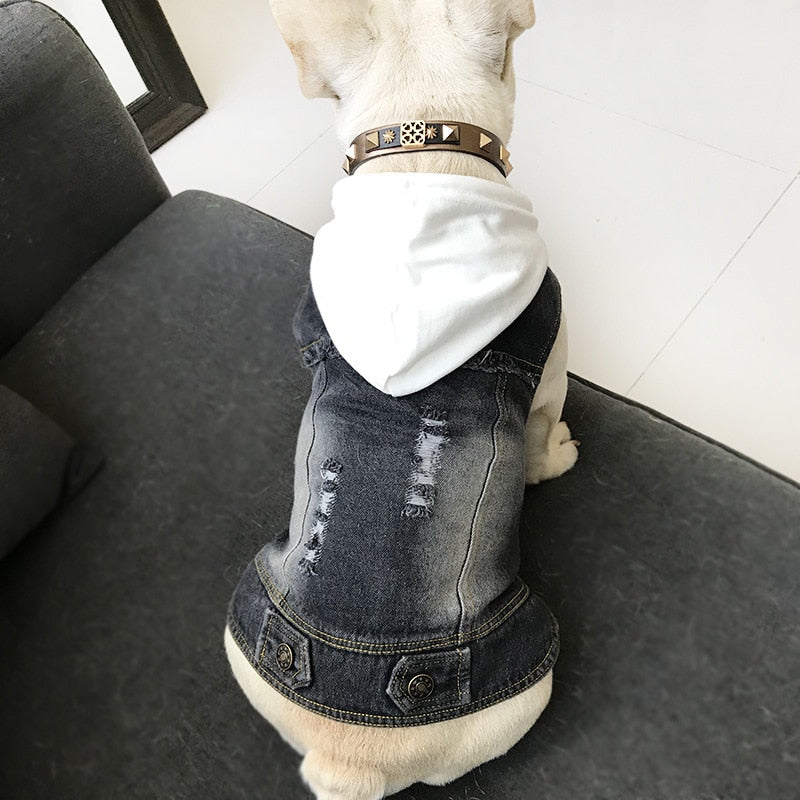 2018 Hot Dog Clothes for Small Dogs French Bulldog Denim Jacket Chihuahua Jeans Coat Hooded Vest for Pug Cat Pet Costume S-4XL