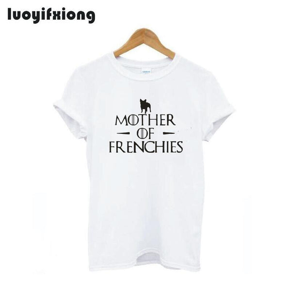 Luoyifxiong Mother of Frenchies Letter Print Tshirt Women Tops French Bulldog Tee Shirt Femme Short Sleeve Casual Funny T Shirts