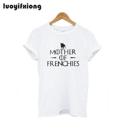 Luoyifxiong Mother of Frenchies Letter Print Tshirt Women Tops French Bulldog Tee Shirt Femme Short Sleeve Casual Funny T Shirts