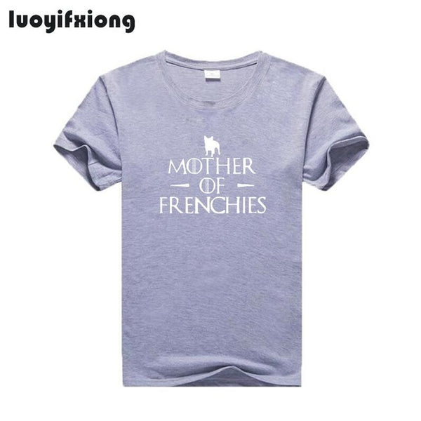 Luoyifxiong Mother of Frenchies Letter Print Tshirt Women Tops French Bulldog Tee Shirt Femme Short Sleeve Casual Funny T Shirts