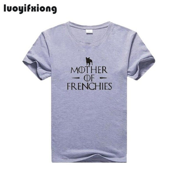 Luoyifxiong Mother of Frenchies Letter Print Tshirt Women Tops French Bulldog Tee Shirt Femme Short Sleeve Casual Funny T Shirts