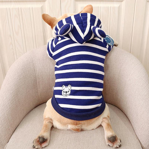 Stripe Hoodie for French Bulldog