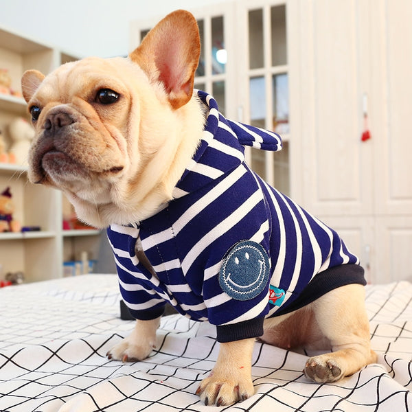 Stripe Hoodie for French Bulldog