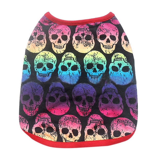 Cotton French Bulldog Skull Print Vest Pet Dog Summer Clothes for Small Dogs Pets Clothing Chihuahua Punk T-shirt Pug Costume