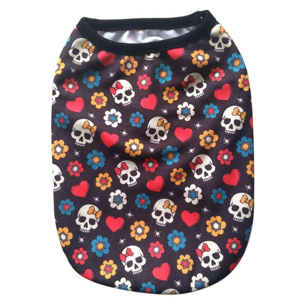 Cotton French Bulldog Skull Print Vest Pet Dog Summer Clothes for Small Dogs Pets Clothing Chihuahua Punk T-shirt Pug Costume