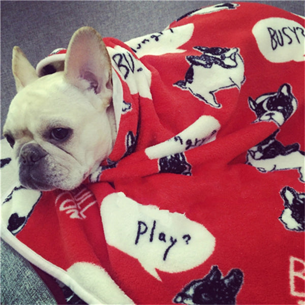 Warm Soft Fleece Autumn/Winter Blankets for French Bulldog