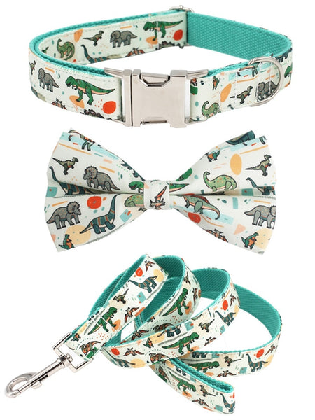 Collar and Leash set with bow tie for French Bulldogs