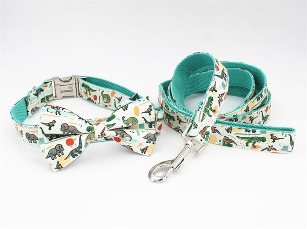 Collar and Leash set with bow tie for French Bulldogs